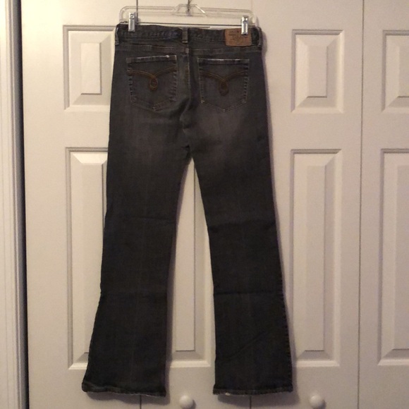 Roxy faded black jeans Jrs 5 stretchy, boot cut, low rise - Picture 3 of 8